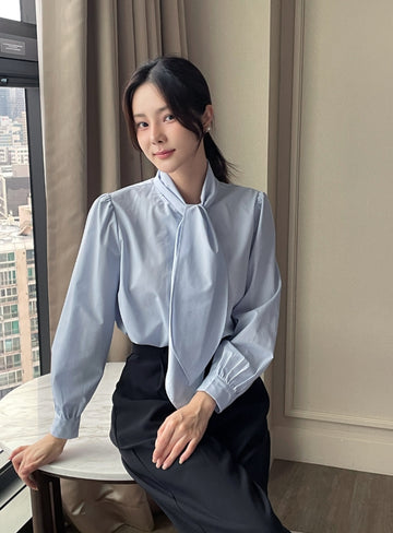 Daymu Tie Shirring Blouse